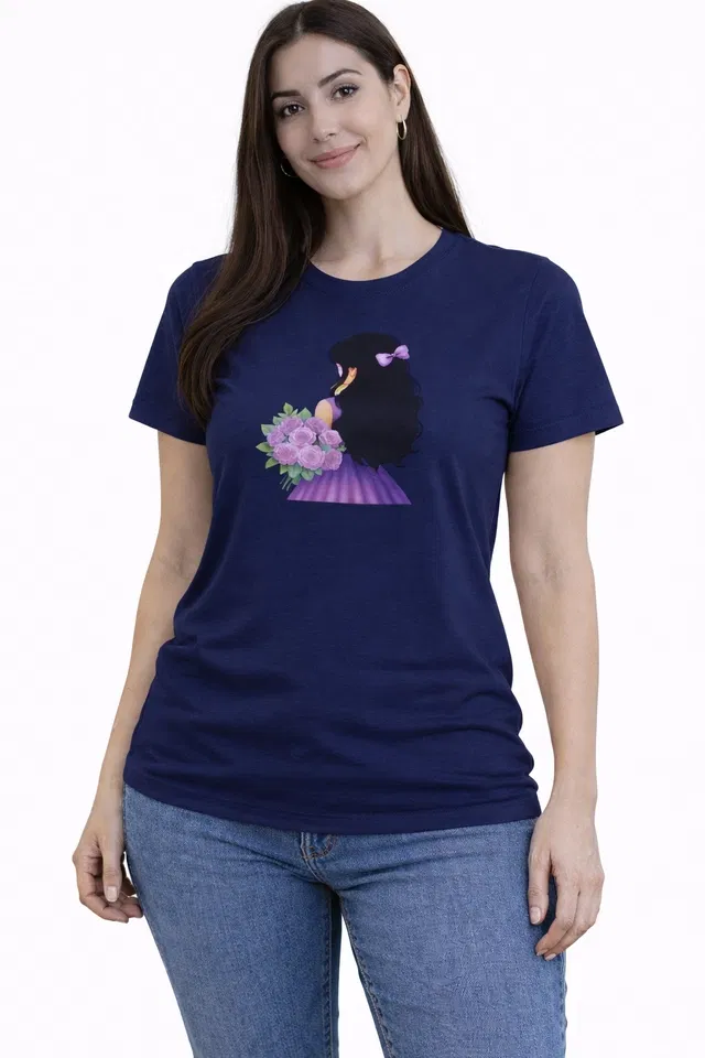 Cotton Blend Printed T-shirt for Men, Navy Blue (XL)