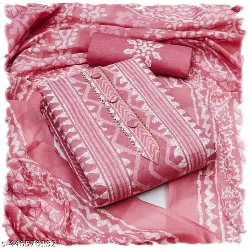 Cotton Unstitched Suits for Women (Pink, Free Size)