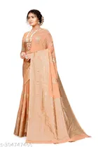 Linen Zari Woven Saree for Women 
