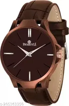 PU Strap Brown Dial Analog Watch for Men, Brown