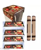 Knit Printed Fridge 4 Pcs Mat with 2 Pcs Handle & Top Cover 