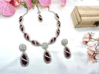 Mehandi Finish Sparkling Necklace Set with Maang Tikka for Women 