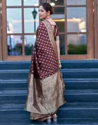 Silk Woven Design Saree for Women, Maroon 