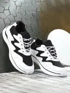 Sports Shoes for Men (White & Black, 8)