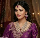 3 Layer Mehandi Finish Bridal White Diamond Trendy Necklace Set for Women 