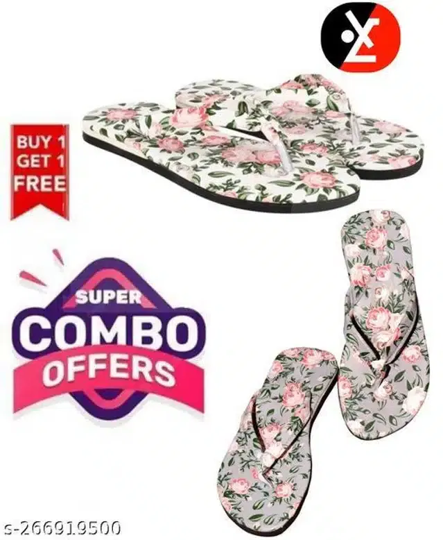LifeO Slippers for Women (Multicolor, 8) (Set of 2)
