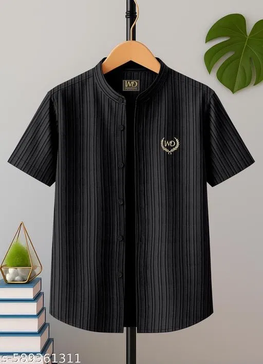Self Design Cotton Blend Short Sleeve Polo for Boys (Black, 4-5 Years)