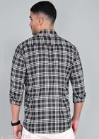 Cotton Blend Checked Shirts for Men, Black 