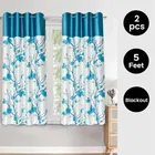 Blue Butterflies Designed Digital Printed Window Curtain 5ft Combo 