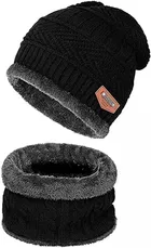 Snow Proof Beanie Cap with Neck Warmer Set for Unisex 