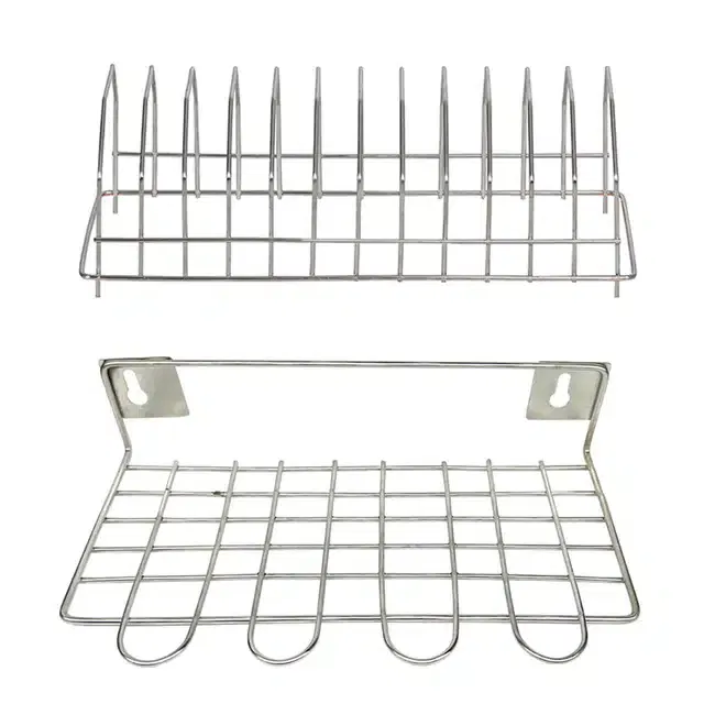 Stainless Steel Dish Rack & Utensil Holder (Set of 2, Silver)