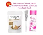 Combo of Daily Glow Natural Gulab Jal (120 ml) & Multani Mitti Face Pack (100 g) with Brush (Multicolor, Set of 3)