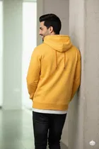 Fleece Printed Hoodie for Men, Yellow 