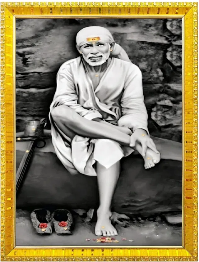 Shirdi Sai Baba Photo Frame (Gold, 5x7 inches)