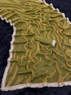 Satin Solid Saree for Women, Gold 