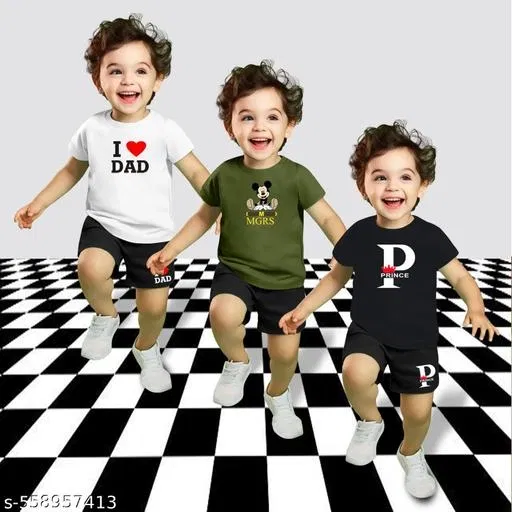 Cotton Blend Printed Clothing Set for Boys, Multicolour, Pack Of 3 (5-6 Years)