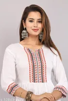 Anarkali Rayon Embroidered Kurti for Women 