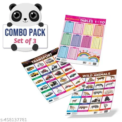 Bookford Publications My small chart Wild Animals, Transport & Tables (Set of 3)