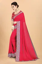 Women's Embroidried Saree with Unstiched Blouse 