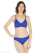 Cotton Blend Solid Lingerie Set for Women 