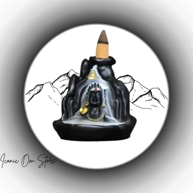 Resin Shiva Murti Showpiece with 45 Pcs Backflow Smoke Cones (Black, Set of 1)