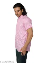 Cotton Blend Printed Short Kurta for Men 