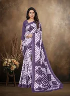 Art Silk Printed Saree for Women, Purple 