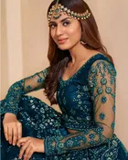 Net Embroidered Semi Stitched Lehenga Choli with Dupatta for Women 