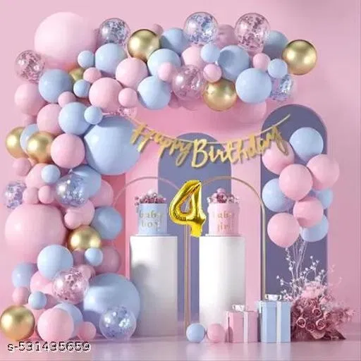 45 Pcs 4th Birthday Decoration kit, Multicolour, Set of 1