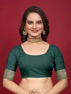 Silk Woven Design Saree for Women, Bottle Green 