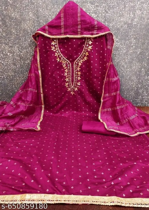 Zari Woven Patiala Suits for Women (Pink, 6.05 meter (M)