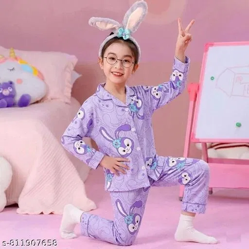 Night Suit for Girls (Purple, 13-14 Years)
