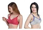 Cotton Blend Solid Non Padded Feeding Bras for Women 