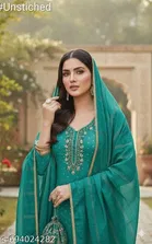Chanderi Cotton Punjabi/All Over Suits Semi-Stitched Suits 