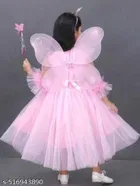 Cotton Blend Solid Dress for Girls 