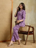 Cotton Rayon Printed Top & Bottom Set for Women 