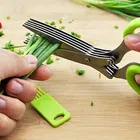 Stainless Steel 5 Layer Kitchen Scissors Vegetable Cutter With Cleaning Brush (Silver) (Sb-02)