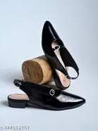 Shoetopia Black Patent Leather Ballerinas 