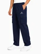 Solid Slim Fit High Rise Drawstring Polycotton Track Pants for Men 