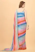 Georgette Striped Saree for Women 