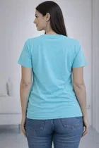 Cotton Blend Printed T-shirt for Men, Aqua Blue 