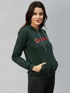 Rigo Cotton Solid Hooded Sweatshirt for Women 
