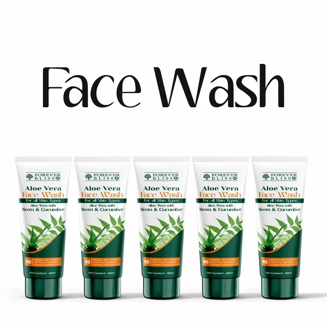 Forever Bliss Aloe Vera with Neem & Cucumber Face Wash (60 ml, Pack of 5)
