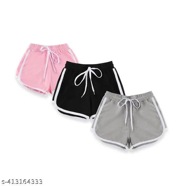 Cotton Blend Shorts for Women (Multicolor, 32) (Pack of 3)