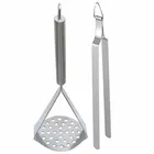 Oc9 स्टेनलेस स्टील पोटैटो मेशर & रोटी चिमटा फॉर किचन टूल सेट