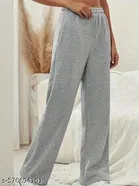 Cotton Blend Solid Trousers for Men, Grey 