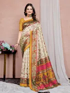 Mysore Silk Printed Saree for Women (Mustard, 6.3 m)