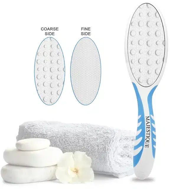 Majestique Dual Side Foot Scrubber With Handle (Pack of 1, Assorted) (BB-28)
