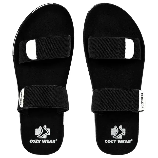 A To z Strap Men Sliders (Black, 6)