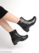 Shoetopia Solid Synthetic Boots Black 